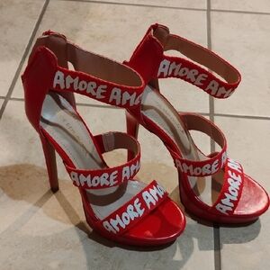 Amore Red Strappy Heels